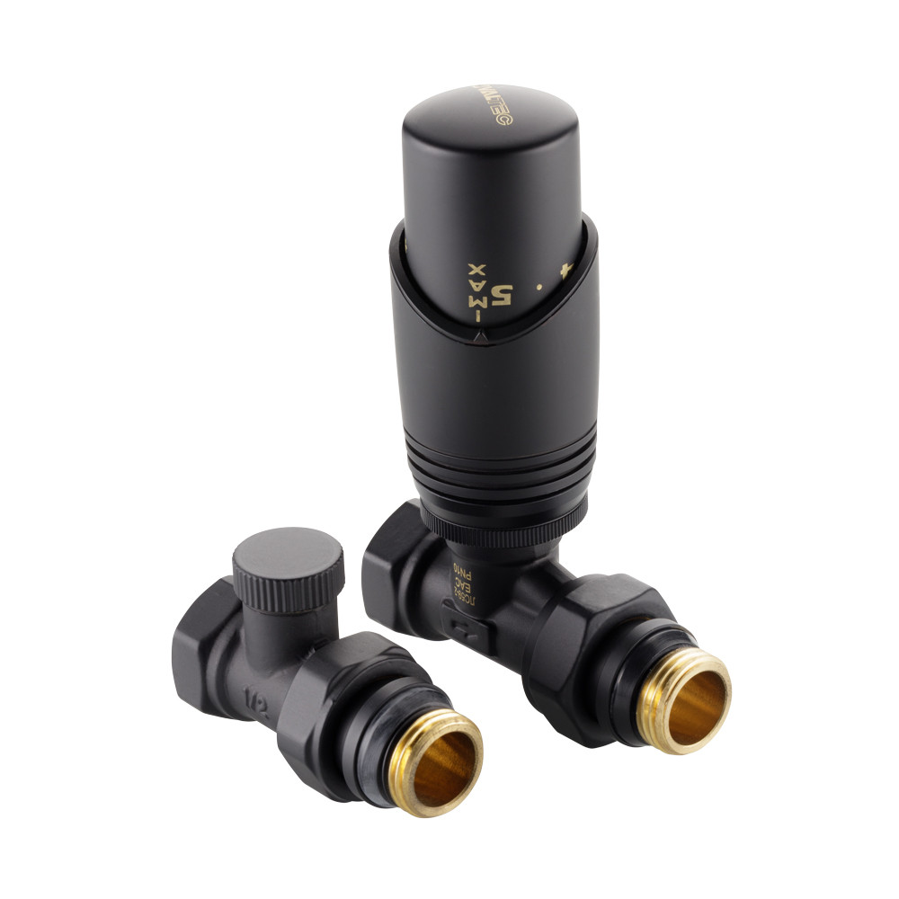 Комплект терморегулирующего оборудования для радиатора прямой, черный VT.046.BR