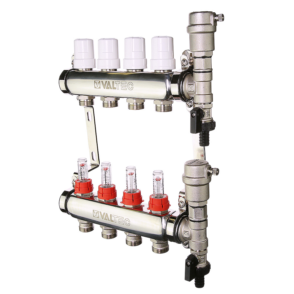 Коллекторный блок из нержавеющей стали с регулирующими клапанами и расходомерами VTc.589.EMNX