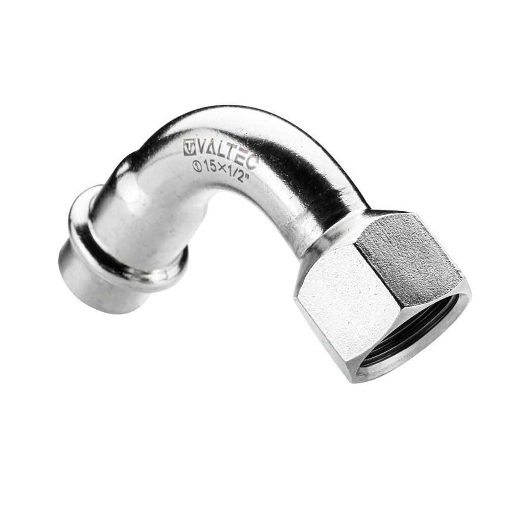 Отвод 90° с переходом на внутреннюю резьбу нержавеющая сталь VTi.956.I