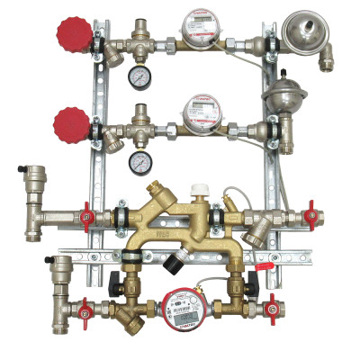 Квартирная станция для систем отопления и водоснабжения с перепускным клапаном VT.NM.GP