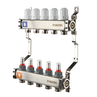 Коллекторный блок из нержавеющей стали с регулирующими клапанами и расходомерами без сервисной группы VTc.579.EMN